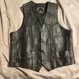 Black Jack Leather Biker Vest Size 44 *178